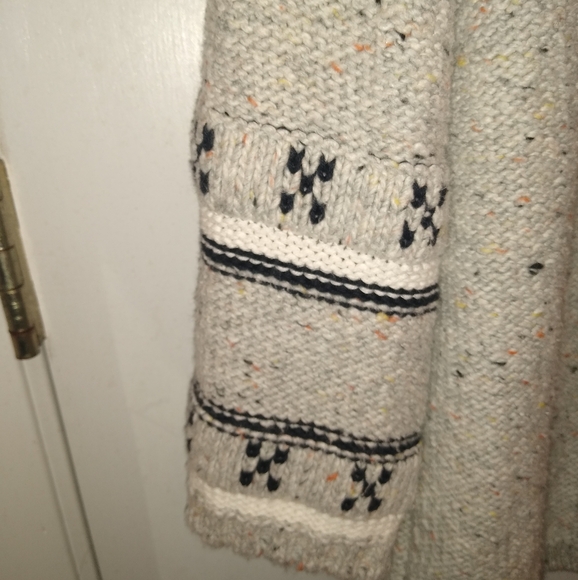 ST Johns Bay cardigan speckled flecked beige orange yellow brown EUC Lg - Picture 2 of 13